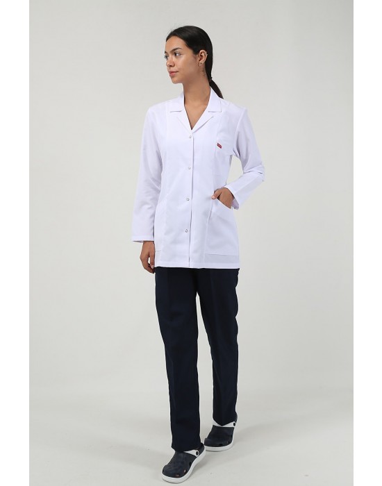 KADIN GÖMLEK YAKA CEKET BOY DOKTOR ÖNLÜĞÜ - Beyaz
